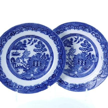 c1910 Bourne & Leigh Blue Willow England Soup Bowls 9"