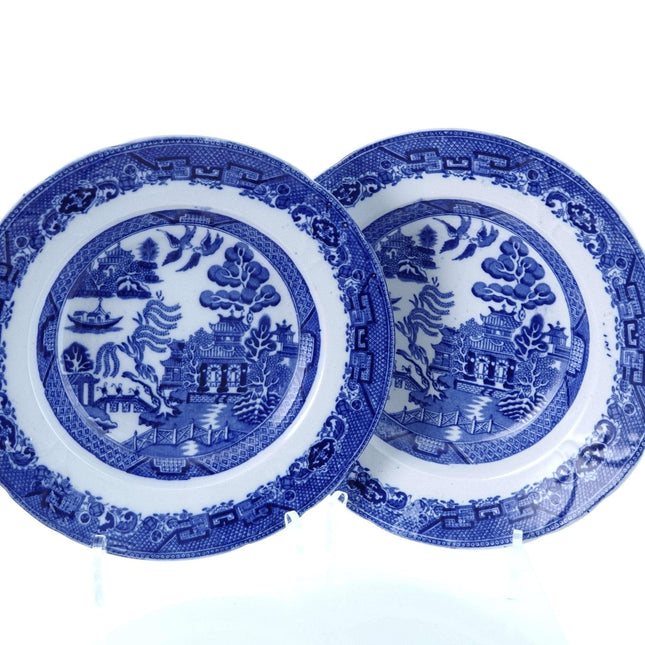 c1910 Bourne & Leigh Blue Willow England Soup Bowls 9"