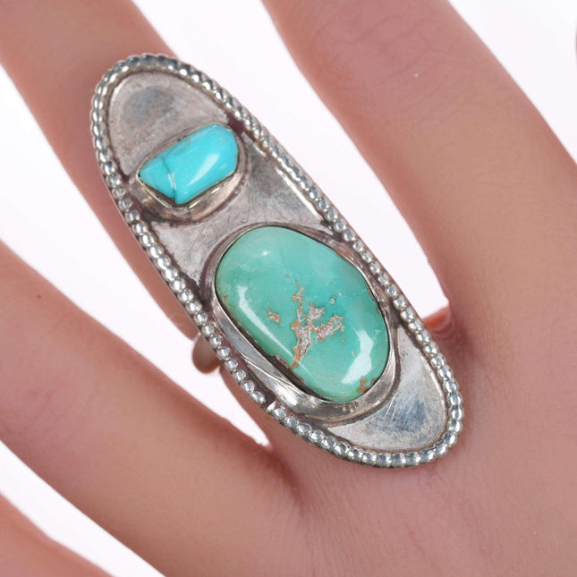 sz6 Vintage Navajo silver and turquoise ring weew