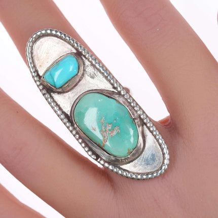 sz6 Vintage Navajo silver and turquoise ring weew