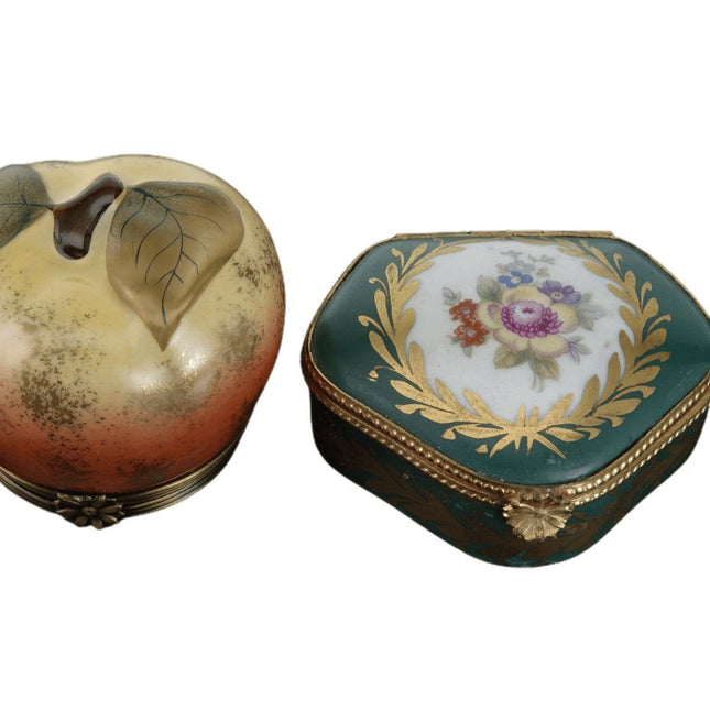 Hand Painted Limoges Trinket Boxes Fruit and roses
