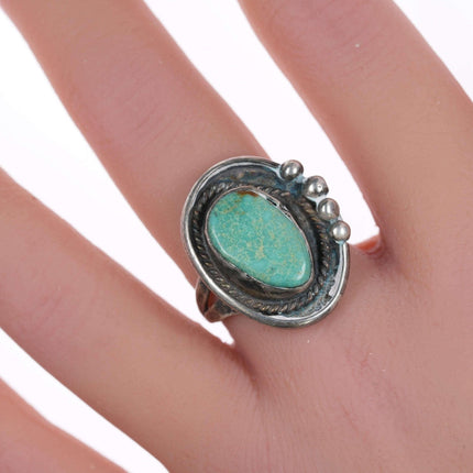 sz8 Vintage Native American Sterling and turquoise ring