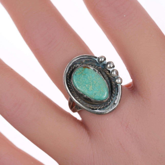 sz8 Vintage Native American Sterling and turquoise ring