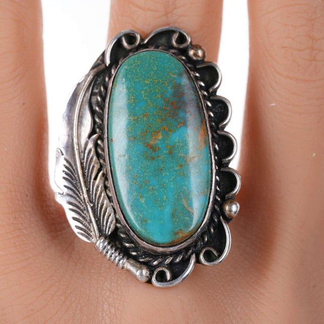 sz8.75 Large Vintage Native American sterling/turquoise ring