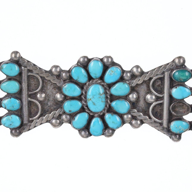 30's-40's Navajo silver turquoise cluster pin