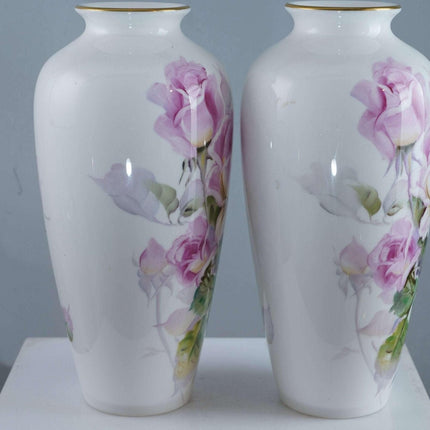 Noritake Nippon Toki Kaisha Hand Painted Artist Signed Vase Pair of Vases 8.5"