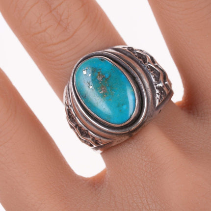 sz10.25 Vintage Southwestern sterling and turquoise ring