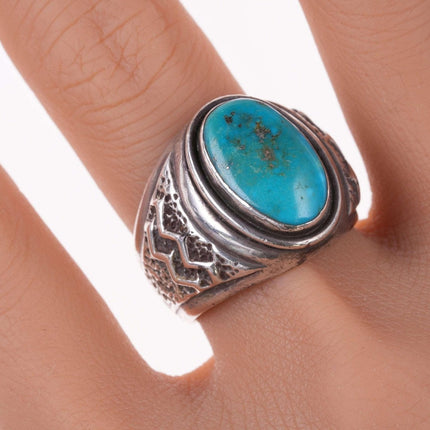 sz10.25 Vintage Southwestern sterling and turquoise ring