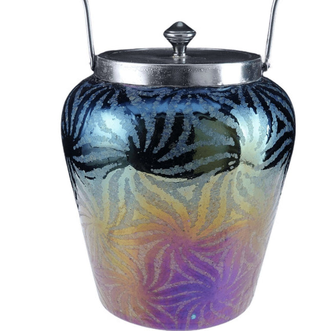 c1920 波西米亚装饰艺术彩虹艺术玻璃饼干罐