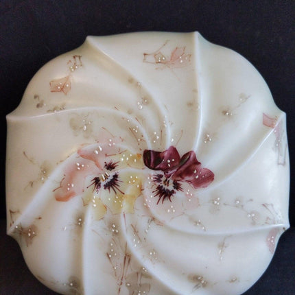 7.5" c.1890 Wavecrest Dresser Box Hand Painted Flowers 4" tall