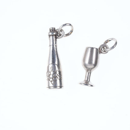 Retired James Avery Sterling Goblet Charm and wine bottle