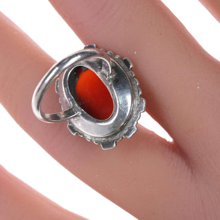 Sz4 Antique Carnelian and marcacite sterling ring