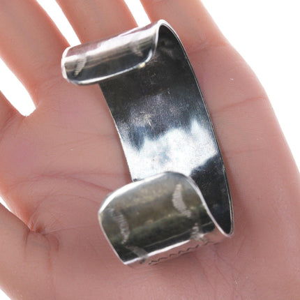 Bracciale a polsino con intarsio di chip in argento Navajo vintage da 6,25 pollici