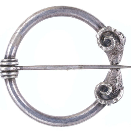Victorian 800 Silver Celtic Revival Kilt/cloak Pin Penannular brooch