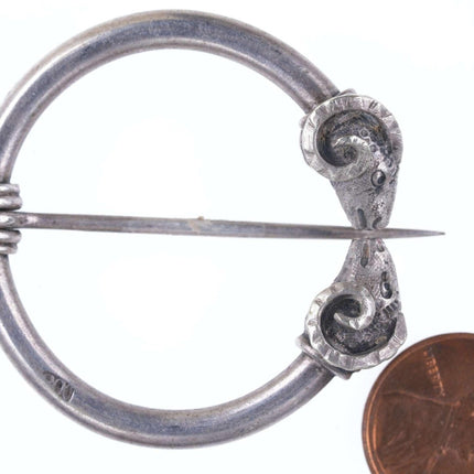 Victorian 800 Silver Celtic Revival Kilt/cloak Pin Penannular brooch