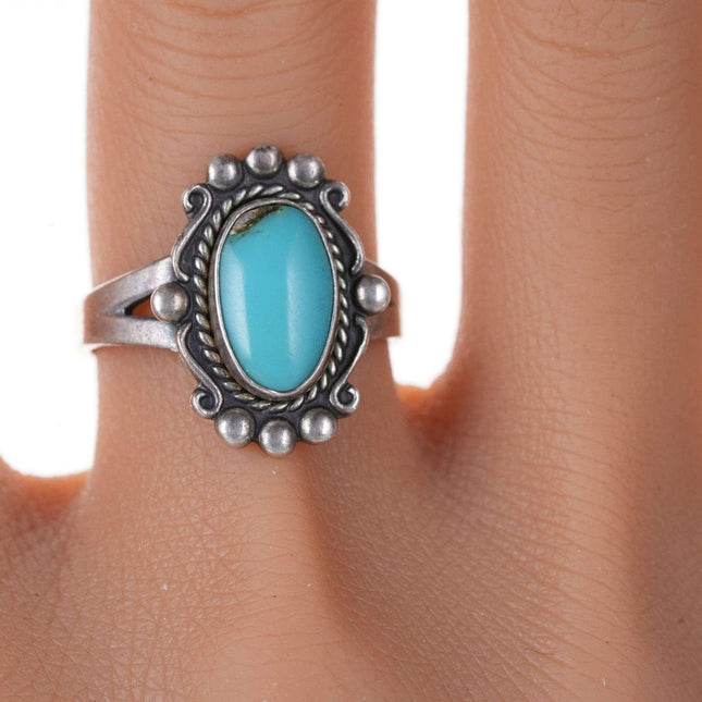 sz8 c1940's Bell Trading Post Native American sterling and turquoise ring