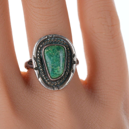 sz7.5 50-60 年代纳瓦霍纯银和绿松石戒指