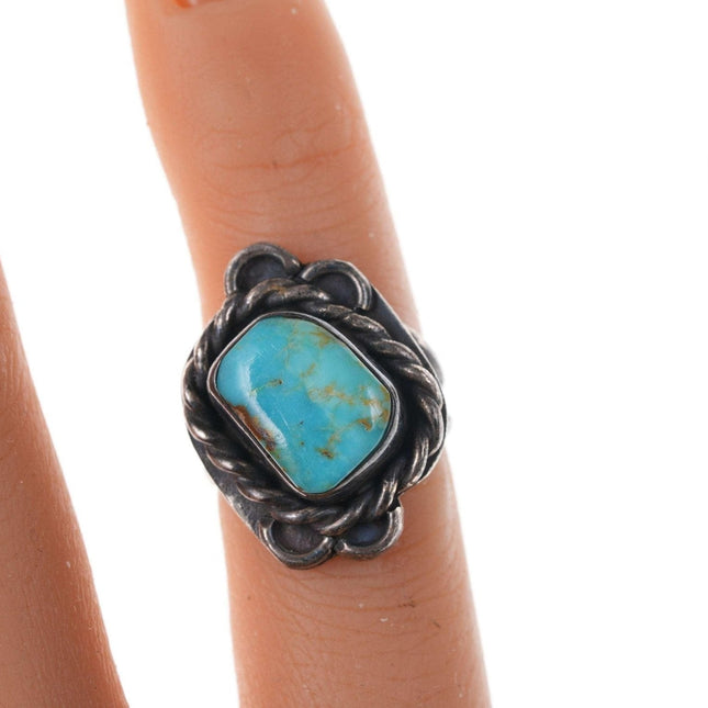 sz3 Vintage Native American Sterling and turquoise ring