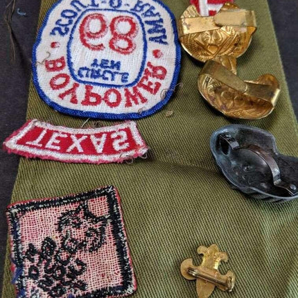 Vintage boy Scout lot. Pat 1911 pin 50's 60's patches