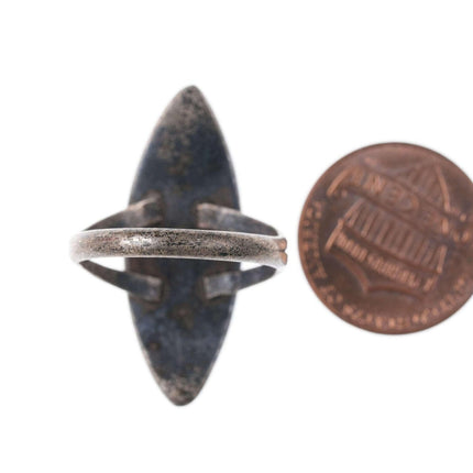 复古美洲原住民纯银和珊瑚片镶嵌 8 号戒指