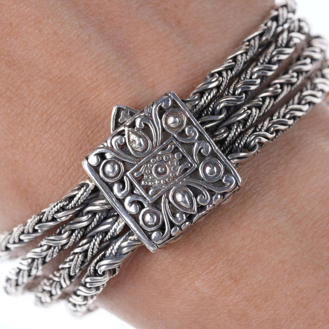 Heavy Retro Byzantine sterling multi-strand bracelet g