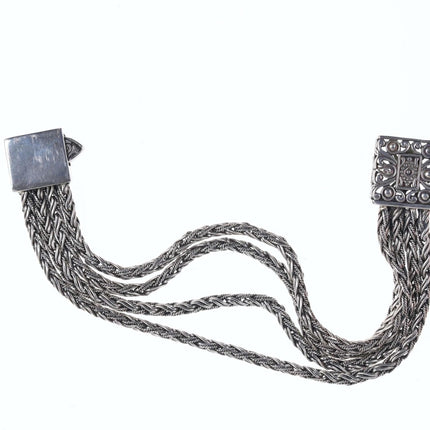 Heavy Retro Byzantine sterling multi-strand bracelet g