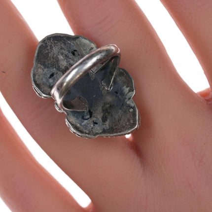 尺寸 5.5 70 年代納瓦霍純銀和綠松石戒指
