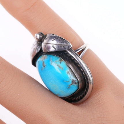 sz4.5 Vintage Navajo sterling and turquoise pear form ring
