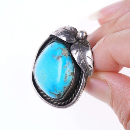 sz4.5 Vintage Navajo sterling and turquoise pear form ring