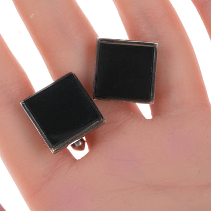 Antonio Pineda (1919-2009) Taxco Modernist Sterling Onyx cufflinks