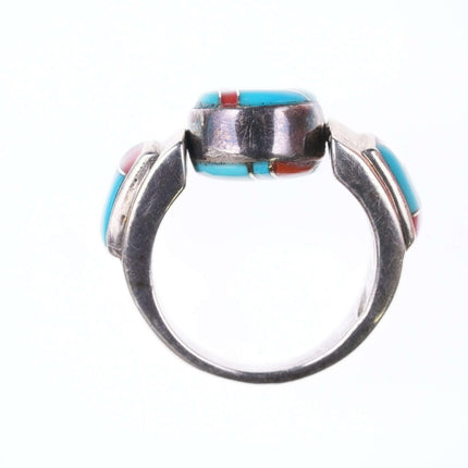 sz5 Vintage Zuni channel inlay sterling spinner ring