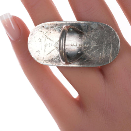 sz6 復古美洲原住民銀、綠松石和貝殼戒指