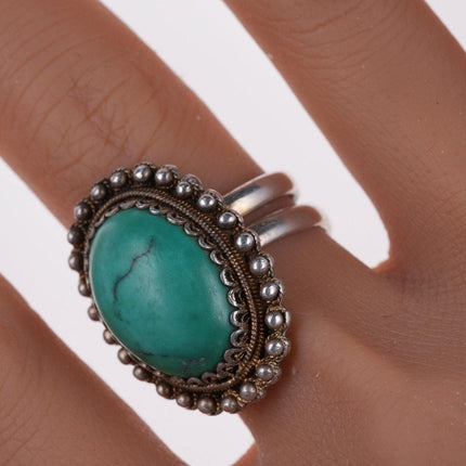 Adjustable Vintage Chinese Silver and turquoise ring