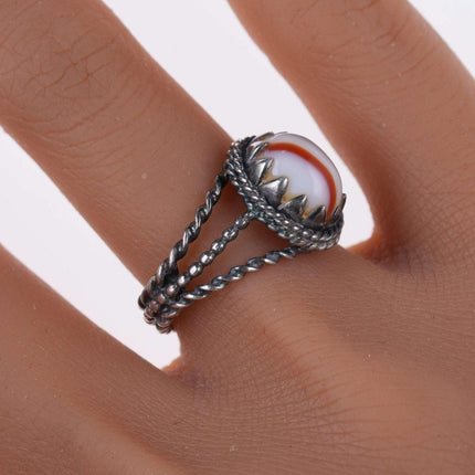 尺寸 6.5 复古纯银玛瑙戒指