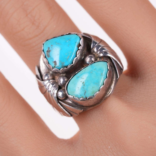 sz10 Vintage Navajo sterling and turquoise ring