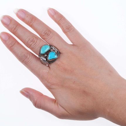 sz10 Vintage Navajo sterling and turquoise ring