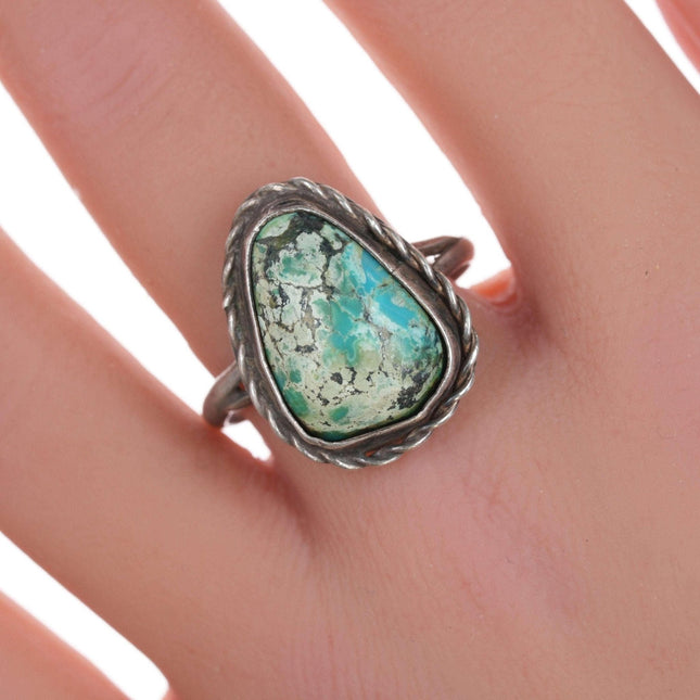 sz10.5 Vintage Native American silver and turquoise ring