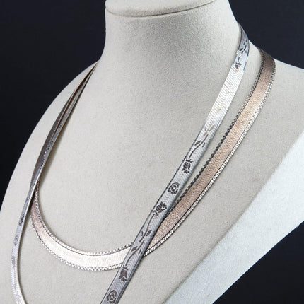 2 Milor Sterling Silver Herringbone Necklaces with gold accents
