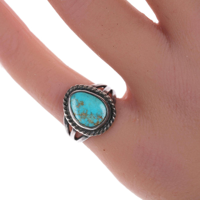 sz4.75 Vintage Navajo-Ring aus Silber und Türkis