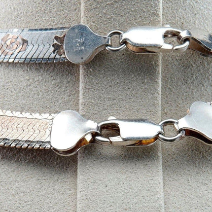 2 Milor-Fischgräten-Halsketten aus Sterlingsilber mit goldenen Akzenten
