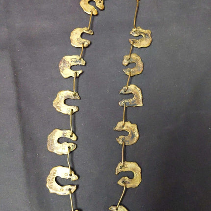 民間藝術西部馬蹄項鍊由古董黃銅狗許可證標籤製成馬薩諸塞州富蘭克林 21 英寸