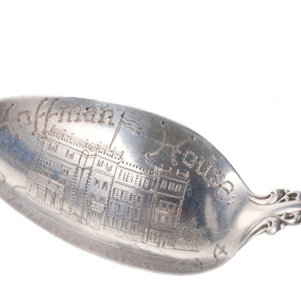 1890's Hand Engraved Hoffman House Bridgeport Alabama Sterling souvenir spoon