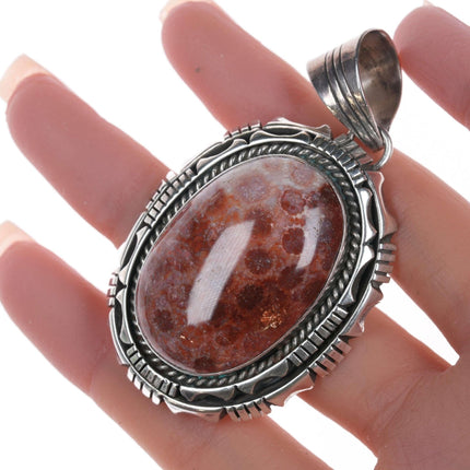 Large Rita Touchine Navajo Fossil and Sterling pendant