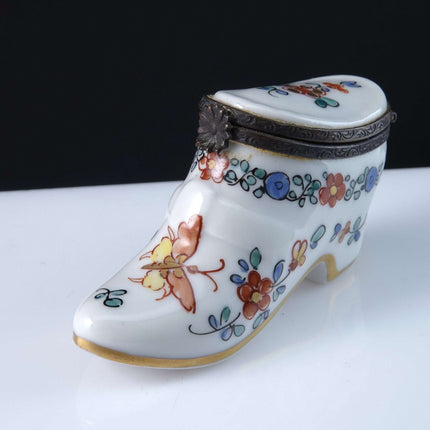 Vintage Neiman Marcus Limoges Hand Painted Trinket box shaped like a shoe