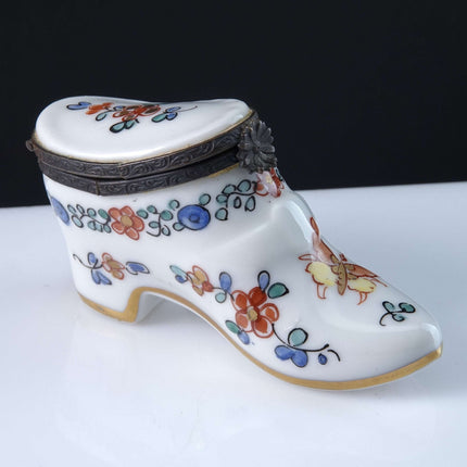 Vintage Neiman Marcus Limoges Hand Painted Trinket box shaped like a shoe