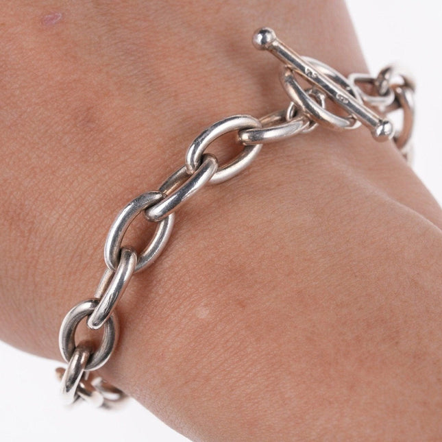 6.75" Heavy retro sterling toggle charm bracelet