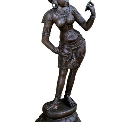 23.5" Antique Shiva Devi Parvati Bronze Statute 29 pounds  9" wide x 7" deep 18t