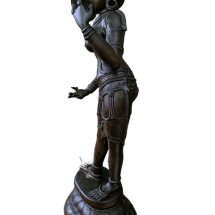 23.5" Antique Shiva Devi Parvati Bronze Statute 29 pounds  9" wide x 7" deep 18t