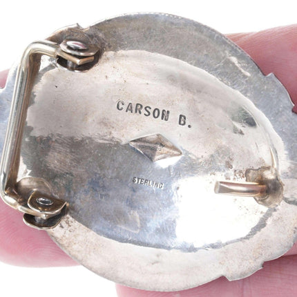 Carson Blackgoat 重型压花凸纹纳瓦霍纯银皮带扣