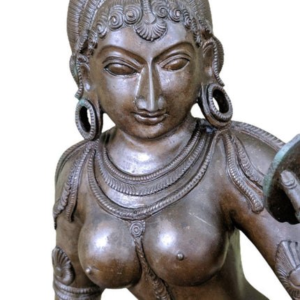 23.5" Antique Shiva Devi Parvati Bronze Statute 29 pounds  9" wide x 7" deep 18t